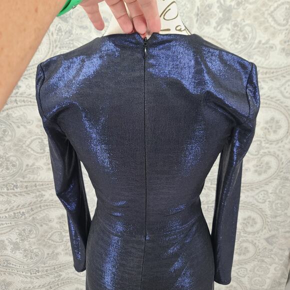 Dress The Population Daria Dress Formal cocktail party Shiny Blue XS Plunge neck - Picture 9 of 14